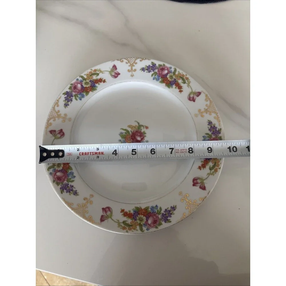 Vintage Renwick Japan Fine China Floral Dinner Plate RNW8 Gold Lattice Trim